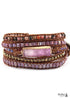 Boho Bracelet, RH 5 Layers Leather Wrap Bracelet, Natural Stones, Gold Purple Sapphire